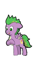 Size: 2821x4253 | Tagged: safe, artist:chedx, derpibooru import, spike, ponified, pegasus, pony, comic:claws and hooves, floppy ears, ponified spike, raised hoof, shocked, simple background, solo, species swap, transparent background