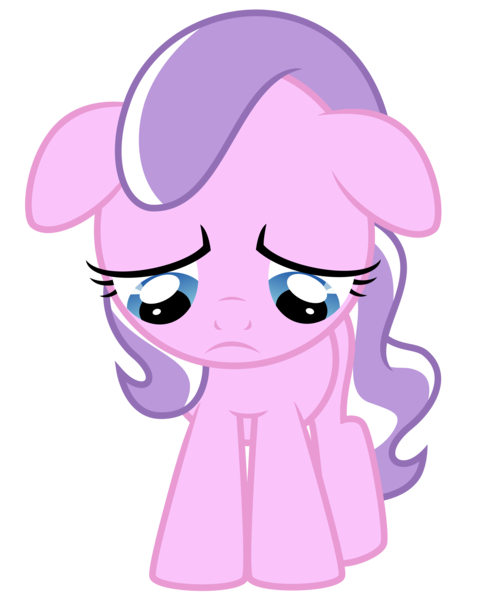 Size: 3890x4695 | Tagged: dead source, safe, artist:claritea, derpibooru import, edit, editor:slayerbvc, vector edit, diamond tiara, earth pony, pony, absurd resolution, accessory-less edit, female, filly, floppy ears, looking down, missing accessory, sad, simple background, solo, transparent background, vector