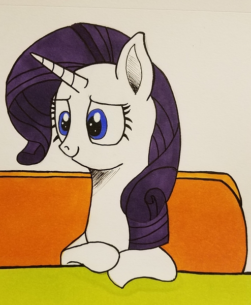 Size: 1969x2391 | Tagged: safe, artist:polar_storm, derpibooru import, rarity, pony, unicorn, the saddle row review, blue eyes, colored sketch, female, mare, traditional art