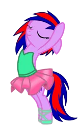 Size: 1440x2320 | Tagged: safe, artist:petmon, derpibooru import, oc, oc:mayonaka, pony, arms in the air, ballerina, ballet, ballet slippers, clothes, en pointe, eyes closed, smiling, tutu