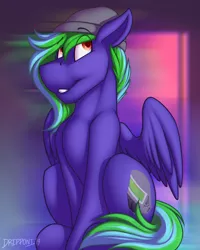 Size: 3033x3792 | Tagged: safe, artist:dripponi, artist:lattynskit, derpibooru import, oc, oc:weldbead, unofficial characters only, pegasus, pony, cute, male, pegasus oc, solo, two toned mane, wings