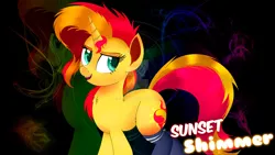 Size: 1920x1080 | Tagged: safe, artist:s4rvin, derpibooru import, sunset shimmer, pony, unicorn, clothes, deviantart watermark, female, looking at you, mare, obtrusive watermark, socks, solo, watermark