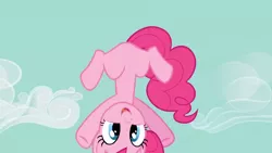 Size: 1920x1080 | Tagged: safe, derpibooru import, screencap, pinkie pie, earth pony, pony, the best night ever, cheerful, cute, diapinkes, female, happy go lucky, mare, open mouth, pinkie being pinkie, smiling, solo, upside down