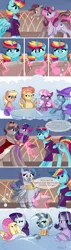 Size: 1698x6000 | Tagged: safe, artist:xjenn9fusion, author:bigonionbean, derpibooru import, cheerilee, fluttershy, ms. harshwhinny, rarity, spitfire, starlight glimmer, trixie, zecora, oc, oc:dalorance, oc:king speedy hooves, oc:princess mythic majestic, oc:princess sincere scholar, oc:queen galaxia, oc:shapirlic, alicorn, earth pony, pegasus, pony, unicorn, comic:fusing the fusions, comic:time of the fusions, alicorn oc, alicorn princess, canterlot, canterlot castle, cape, clothes, comic, commissioner:bigonionbean, embracing, father and child, father and daughter, female, fusion, fusion:king speedy hooves, fusion:princess mythic majestic, fusion:princess sincere scholar, fusion:queen galaxia, horn, horrified, husband and wife, magic, male, mare, nuzzling, royalty, scared, stallion, thought bubble, wings