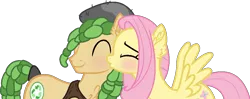 Size: 980x390 | Tagged: safe, artist:lui-akita, derpibooru import, fluttershy, sandalwood, ponified, pony, equestria girls ponified, female, kissing, male, sandalshy, shipping, straight