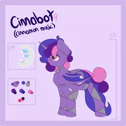 Size: 3000x3000 | Tagged: safe, artist:ezzerie, deleted from derpibooru, derpibooru import, oc, oc:cinnamon music, bat pony, pony, robot, digital, reference sheet, solo, vampicorn