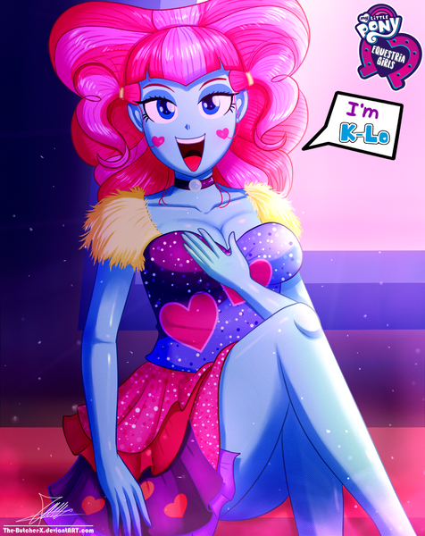 Size: 920x1160 | Tagged: safe, artist:the-butch-x, derpibooru import, kiwi lollipop, equestria girls, equestria girls series, sunset's backstage pass!, spoiler:eqg series (season 2), breasts, busty kiwi lollipop, butch's hello, cleavage, cute, equestria girls logo, female, heart, hello x, k-lo, legs, looking at you, open mouth, schrödinger's pantsu, solo, thighs