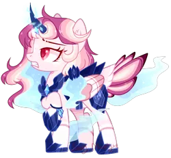 Size: 2748x2536 | Tagged: safe, artist:lazuli, artist:manella-art, derpibooru import, oc, oc:sunny moonlight, alicorn, pony, armor, base used, colored wings, ear fluff, female, magical lesbian spawn, mare, multicolored hair, multicolored wings, offspring, one hoof raised, parent:rainbow dash, parent:twilight sparkle, parents:twidash, show accurate, simple background, solo, transparent background, wings