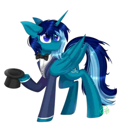 Size: 2000x2000 | Tagged: safe, artist:redheartponiesfan, derpibooru import, oc, oc:dashy, alicorn, pony, clothes, hat, male, simple background, solo, stallion, suit, top hat, transparent background
