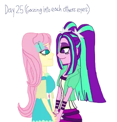 Size: 2000x2090 | Tagged: safe, artist:bigpurplemuppet99, derpibooru import, aria blaze, fluttershy, equestria girls, 30 day otp challenge, ariashy, female, flutterblaze, lesbian, shipping