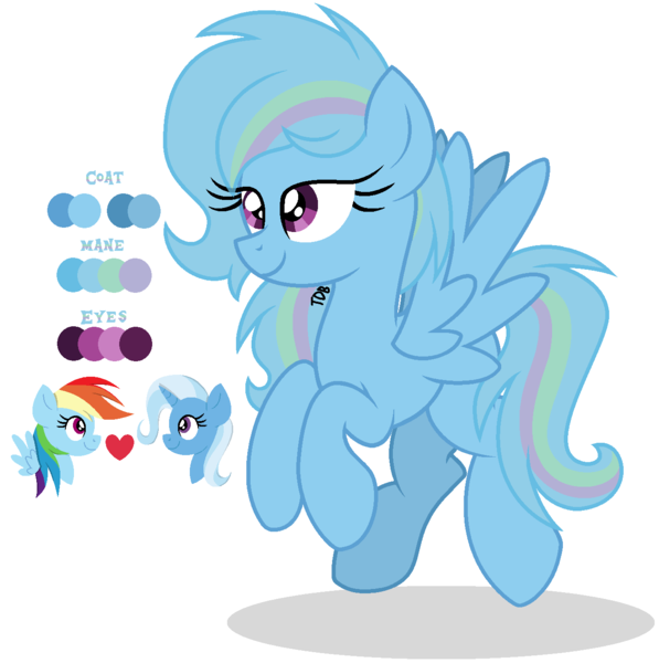 Size: 1337x1343 | Tagged: safe, artist:thediamondbrony, derpibooru import, rainbow dash, trixie, pony, female, lesbian, magical lesbian spawn, offspring, parent:rainbow dash, parent:trixie, parents:trixdash, shipping, trixdash