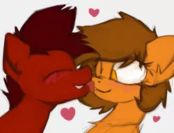 Size: 1337x1026 | Tagged: safe, artist:marsminer, derpibooru import, oc, oc:mars miner, oc:venus spring, unofficial characters only, pony, female, heart, licking, male, marspring, oc x oc, shipping, straight, tongue out