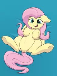 Size: 3120x4160 | Tagged: safe, artist:ljdamz1119, derpibooru import, fluttershy, pegasus, pony, belly, cute, female, imminent belly rub, looking at you, mare, on back, shyabetes, smiling, solo, underhoof