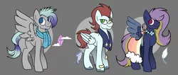 Size: 4263x1800 | Tagged: safe, artist:acluigiyoshi, derpibooru import, oc, unofficial characters only, pegasus, pony, clothes, dress, female, male, mare, offspring, parent:rainbow dash, parent:rarity, parent:soarin', parent:thunderlane, parents:rarilane, parents:soarindash, scarf, stallion