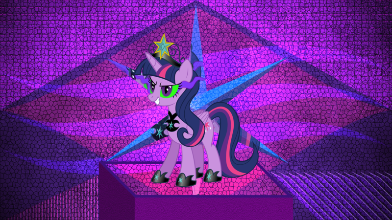 Size: 3840x2160 | Tagged: safe, artist:andoanimalia, artist:laszlvfx, derpibooru import, edit, twilight sparkle, twilight sparkle (alicorn), alicorn, pony, corrupted, evil, female, high res, mare, solo, sombra eyes, twivine sparkle, wallpaper, wallpaper edit