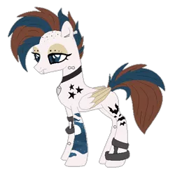 Size: 484x480 | Tagged: safe, artist:funny-arts, artist:selenaede, derpibooru import, oc, oc:berry-ink, unofficial characters only, hybrid, pegasus, pony, vampire, icey-verse, anklet, base used, collar, ear piercing, earring, eyebrow piercing, fangs, female, jewelry, magical lesbian spawn, mare, offspring, parent:oc:blueberry rain, parent:oc:tatiana (ice1517), parents:oc x oc, piercing, simple background, solo, tattoo, transparent background, wristband