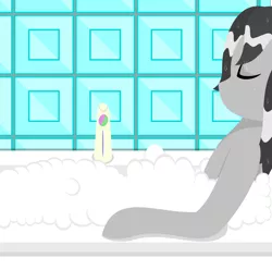 Size: 3000x2971 | Tagged: safe, alternate version, artist:alltimemine, derpibooru import, octavia melody, earth pony, pony, bath, bathroom, bathtub, eyes closed, female, foam, hooves, mare, solo, suds, wet, wet mane