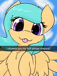 Size: 1536x2048 | Tagged: safe, artist:jubyskylines, derpibooru import, oc, oc:mango foalix, unofficial characters only, pony, chest fluff, cute, fluffy, meme, snapchat, solo, tongue out