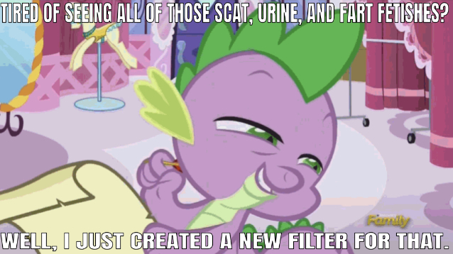 Size: 638x358 | Tagged: caption, carousel boutique, derpibooru import, discovery family logo, do princesses dream of magic sheep, dragon, edit, edited screencap, editor:undeadponysoldier, filters, image macro, mirror, ponyquin, quill, safe, screencap, scroll, smug, solo, spike, talking to viewer, text