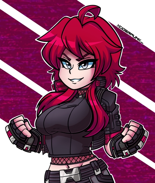 Size: 1700x2000 | Tagged: artist:ciderpunk, clothes, cyberpunk, derpibooru import, fishnets, gloves, human, humanized, humanized oc, jacket, oc, oc:ciderpunk, safe, solo