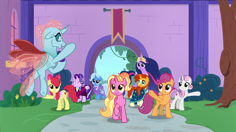 Size: 1920x1080 | Tagged: alicorn, animation error, apple bloom, changedling, changeling, cutie mark crusaders, derpibooru import, goldie delicious' scarf, headmare starlight, jewelry, long neck, luster dawn, ocellus, older, older apple bloom, older ocellus, older scootaloo, older starlight glimmer, older sunburst, older sweetie belle, older trixie, princess twilight 2.0, regalia, safe, scootaloo, screencap, starlight glimmer, sunburst, sunburst the bearded, sweetie belle, the last problem, trixie, twilight sparkle, twilight sparkle (alicorn)