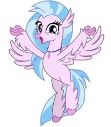 Size: 2800x3200 | Tagged: alternate version, arms spread out, artist:cheezedoodle96, classical hippogriff, cute, derpibooru import, diastreamies, female, flying, happy, hippogriff, looking at you, open mouth, safe, silverstream, simple background, solo, spread wings, svg, .svg available, transparent background, vector, wings