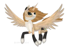 Size: 1024x663 | Tagged: safe, artist:akanisen, derpibooru import, oc, oc:rainbow fox, unofficial characters only, alicorn, pony, alicorn oc, female, horn, mare, solo, wings