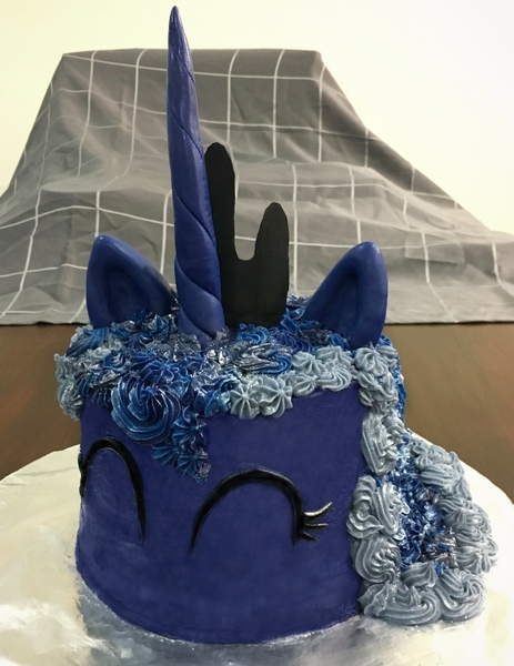 Size: 2353x3047 | Tagged: safe, artist:xchan, derpibooru import, princess luna, alicorn, pony, birthday cake, cake, dessert, fondant, food, frosting, solo