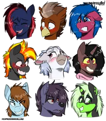 Size: 4093x4685 | Tagged: safe, artist:jcosneverexisted, derpibooru import, oc, oc:digidash, oc:erica the hippogriff, oc:grimvale, oc:lightning loons, oc:loki ebonhoof, oc:neon burst, oc:nyn indigo, oc:serenity, oc:sorren, unofficial characters only, pony, female, male