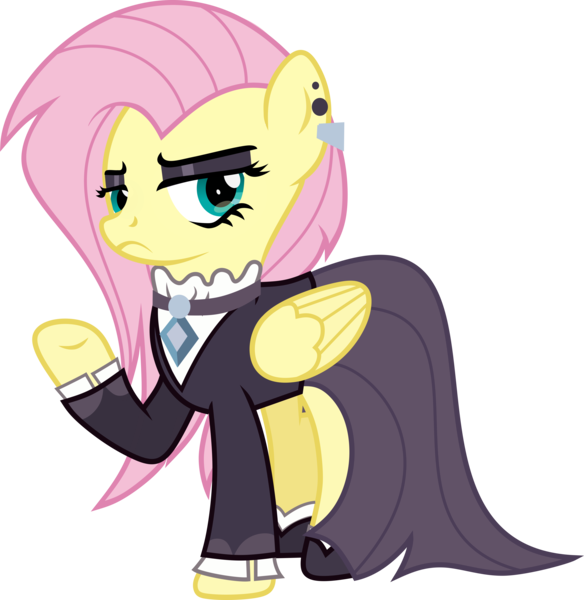 Size: 4999x5134 | Tagged: safe, artist:n0kkun, derpibooru import, fluttershy, pegasus, pony, clothes, female, fluttergoth, mare, simple background, solo, transparent background