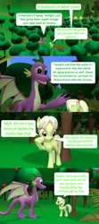 Size: 1920x4320 | Tagged: 3d, adult, adult spike, age progression, age regression, artist:red4567, comic, comic:i must regress, derpibooru import, dragon, female, granny smith, male, older, older spike, quadrupedal spike, safe, source filmmaker, spell gone wrong, spike, tree, winged spike, younger, young granny smith