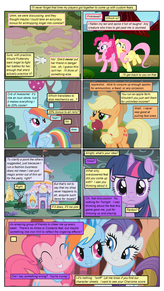 Size: 612x1086 | Tagged: safe, artist:newbiespud, artist:winged cat, derpibooru import, edit, edited screencap, screencap, angel bunny, applejack, fluttershy, pinkie pie, rainbow dash, rarity, twilight sparkle, earth pony, pegasus, pony, rabbit, unicorn, comic:friendship is dragons, ..., animal, book, carousel boutique, cheek squish, collaboration, comic, derp, dialogue, female, flying, freckles, frown, golden oaks library, hat, mane six, mare, mouth hold, raised hoof, running, screencap comic, side hug, squishy cheeks, tongue out, unicorn twilight
