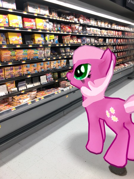 Size: 3024x4032 | Tagged: safe, derpibooru import, photographer:undeadponysoldier, cheerilee, earth pony, pony, augmented reality, female, food, gameloft, irl, lunchable, mare, photo, ponies in real life, shopping, solo, walmart