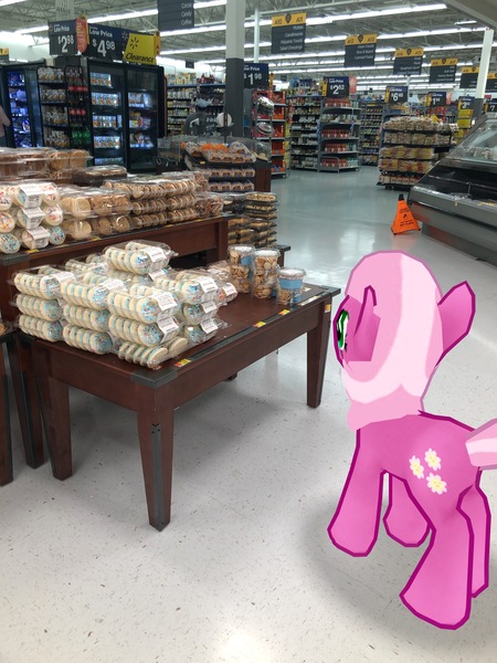 Size: 3024x4032 | Tagged: safe, derpibooru import, photographer:undeadponysoldier, cheerilee, pony, augmented reality, cookie, female, food, frosting, gameloft, irl, mare, photo, ponies in real life, shopping, solo, sprinkles, walmart