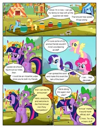 Size: 612x792 | Tagged: safe, artist:newbiespud, derpibooru import, edit, edited screencap, screencap, applejack, fluttershy, pinkie pie, rainbow dash, rarity, spike, twilight sparkle, dragon, earth pony, pony, unicorn, comic:friendship is dragons, fall weather friends, barrel, comic, dialogue, female, flower, flying, happy, looking back, male, mane seven, mane six, mare, riding, screencap comic, slit eyes, smiling, stick, unicorn twilight