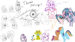 Size: 1920x1080 | Tagged: apple bloom, applejack, artist:fluffyxai, artist:galinn-arts, artist:huffylime, cookie, cozy glow, derpibooru import, drawpile disasters, female, flam, flim, flim flam brothers, fluttershy, food, limestone pie, marble pie, maud pie, mlpds, oc, oc:berry twist, pie sisters, pinkie pie, safe, scootaloo, scootalove, siblings, sisters, speech, speech bubble, spike, talking, text, tulip swirl, twilight sparkle, zephyr breeze