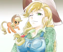 Size: 2035x1700 | Tagged: safe, artist:5mmumm5, derpibooru import, applejack, earth pony, human, pony, equestria girls, anime, anime style, female, human ponidox, humanized, mare, self ponidox