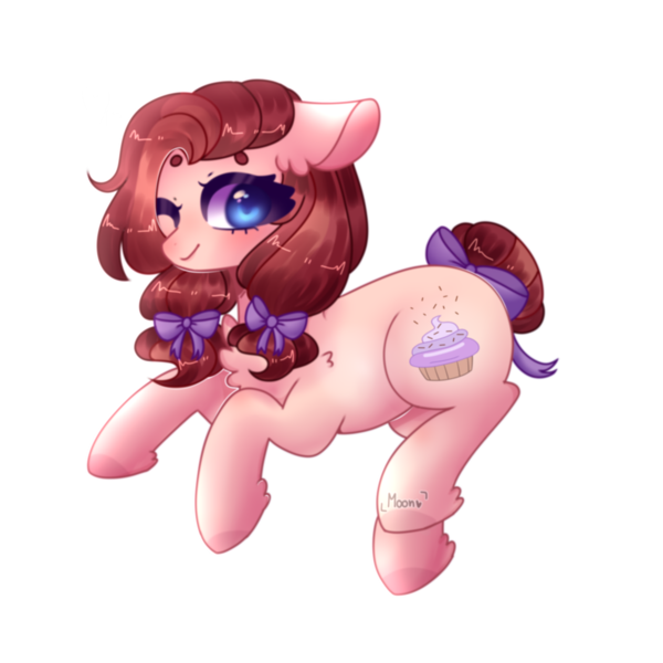 Size: 1280x1280 | Tagged: safe, artist:moon-rose-rosie, derpibooru import, oc, oc:chocolate sprinkles, unofficial characters only, earth pony, pony, chest fluff, ear fluff, looking at you, offspring, one eye closed, parent:cheese sandwich, parent:pinkie pie, parents:cheesepie, ribbon, simple background, solo, transparent background