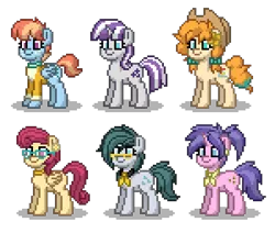 Size: 450x400 | Tagged: safe, artist:venombronypl, derpibooru import, cloudy quartz, cookie crumbles, pear butter, posey shy, twilight velvet, windy whistles, pegasus, pony, unicorn, pony town, mom six, simple background