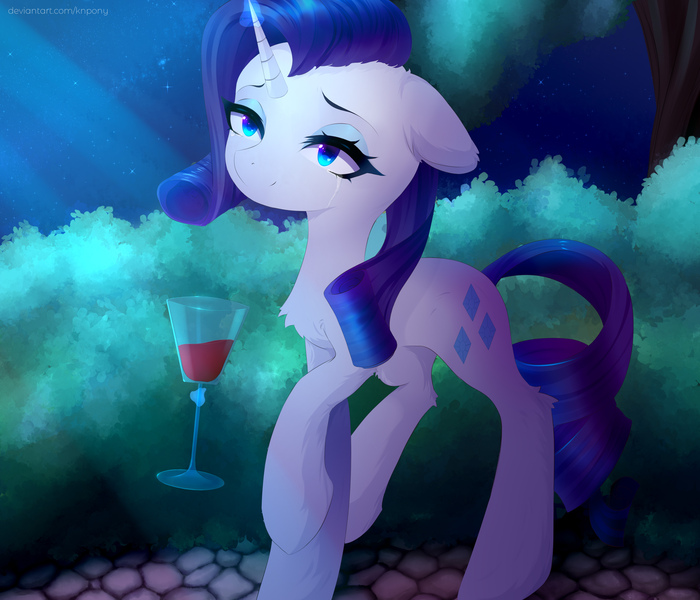 Size: 3500x3000 | Tagged: safe, artist:knpony, derpibooru import, rarity, pony, unicorn, alcohol, night, solo, wine