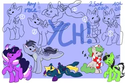 Size: 3000x2000 | Tagged: safe, artist:noxi1_48, derpibooru import, alicorn, earth pony, pegasus, pony, unicorn, advertisement, commission, ocs everywhere, your character here