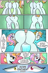 Size: 1800x2740 | Tagged: safe, artist:candyclumsy, author:bigonionbean, derpibooru import, oc, oc:exquisite attire, oc:instant care, pegasus, pony, unicorn, comic:bad case of sunburn, comic:fusing the fusions, butt, clumsy, collision, comic, commissioner:bigonionbean, dat ass was fat, dat butt, dialogue, forced, fuse, fusion, fusion:exquisite attire, fusion:instant care, hat, hospital, large butt, magic, meme, merge, merging, mirror, nurse hat, plot, random pony, stumbling, swelling, thicc ass, wide hips