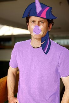 Size: 220x330 | Tagged: safe, derpibooru import, edit, twilight sparkle, human, unicorn, abomination, clothes, horn, male, meme, photoshop, shirt, solo, t-shirt, tape, todd howard, wat