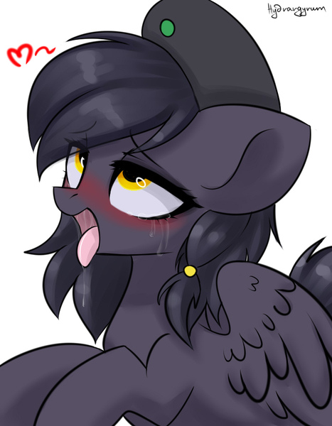 Size: 700x900 | Tagged: suggestive, artist:hydrargyrum, derpibooru import, oc, oc:mir, unofficial characters only, pegasus, pony, ahegao, beret, blushing, blushing profusely, cross-eyed, crying, drool, drool string, female, hair wrap, hat, heart, implied orgasm, open mouth, panting, simple background, solo, solo female, tears of pleasure, tongue out, unf