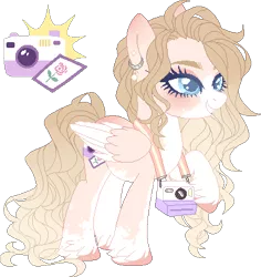 Size: 372x394 | Tagged: safe, artist:cueen, derpibooru import, oc, oc:lens flare, unofficial characters only, pegasus, pony, base used, camera, female, mare, pegasus oc, piercing, pixel art, ponysona, simple background, solo, transparent background, unshorn fetlocks, wings