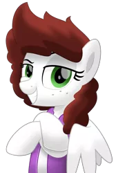 Size: 3363x5000 | Tagged: safe, alternate version, artist:jhayarr23, derpibooru import, oc, oc:graph travel, unofficial characters only, pegasus, pony, background removed, clothes, female, freckles, looking at you, mare, simple background, smiling, solo, transparent background, vest