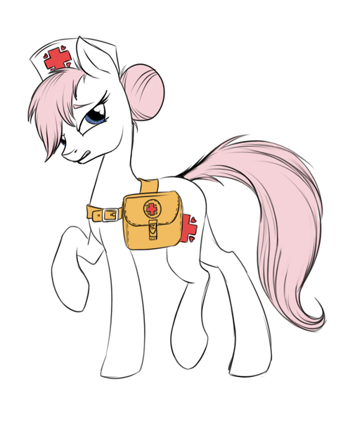 Size: 773x900 | Tagged: safe, artist:28gooddays, color edit, derpibooru import, edit, nurse redheart, pony, colored, medical saddlebag, solo