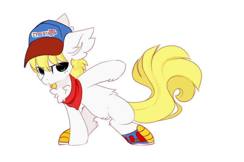 Size: 1536x1020 | Tagged: safe, artist:little-sketches, derpibooru import, oc, oc:triforce treasure, unofficial characters only, earth pony, pony, autobot, chest fluff, clothes, ear fluff, freckles, hat, male, shoes, simple background, stallion, superhero landing, transformers, white background