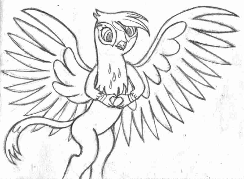 Size: 3195x2345 | Tagged: safe, artist:mfg637, derpibooru import, gilda, gryphon, simple background, sketch, solo, traditional art