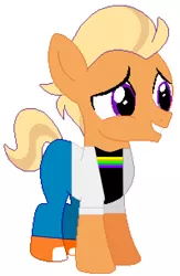 Size: 1994x3053 | Tagged: safe, artist:jawsandgumballfan24, derpibooru import, tender taps, earth pony, pony, adrien agreste, base used, blonde hair, clothes, cosplay, costume, male, miraculous ladybug, pants, shoes, sneakers